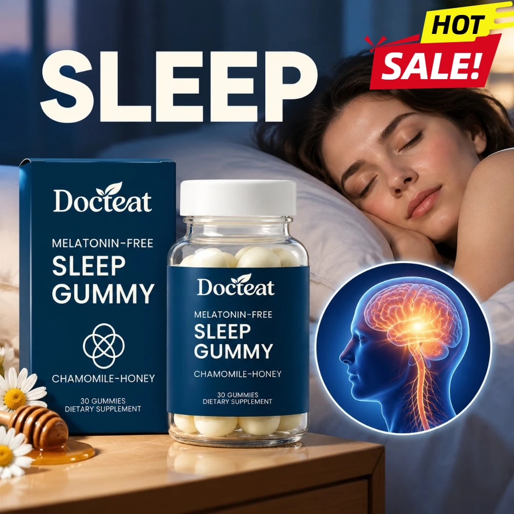 Melatonin-Free Sleep Gummies, Supports Nighttime Rest & Nervous System Relaxation with Magnesium, Chamomile-Honey, 30 Count