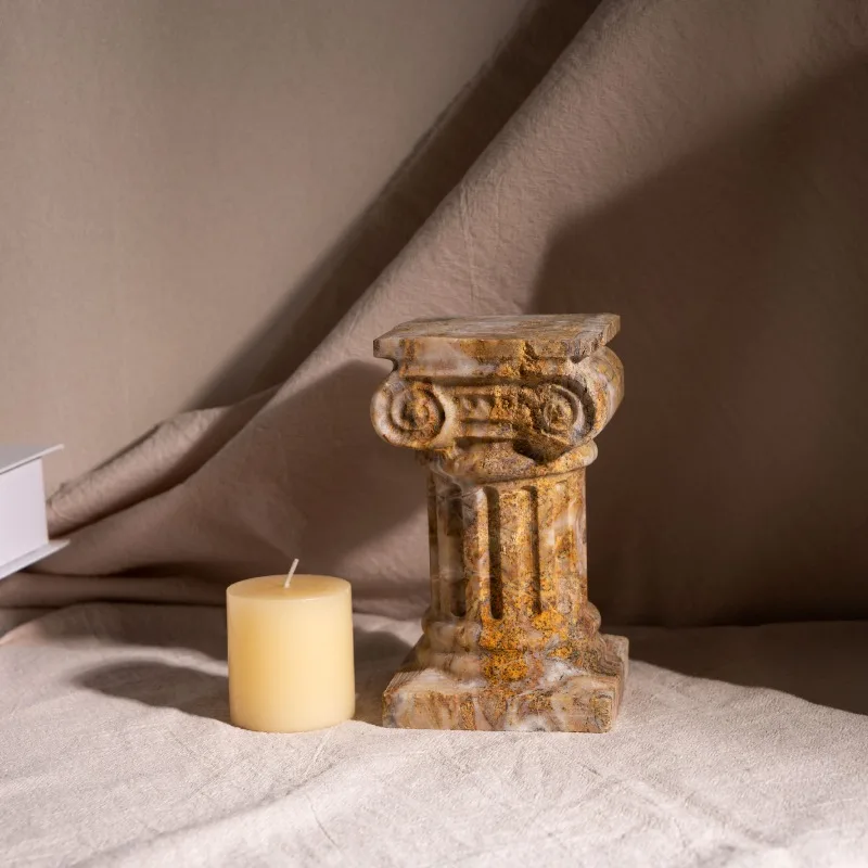 French medieval Roman column marble bookend light luxury model room study hotel art decoration ornament
