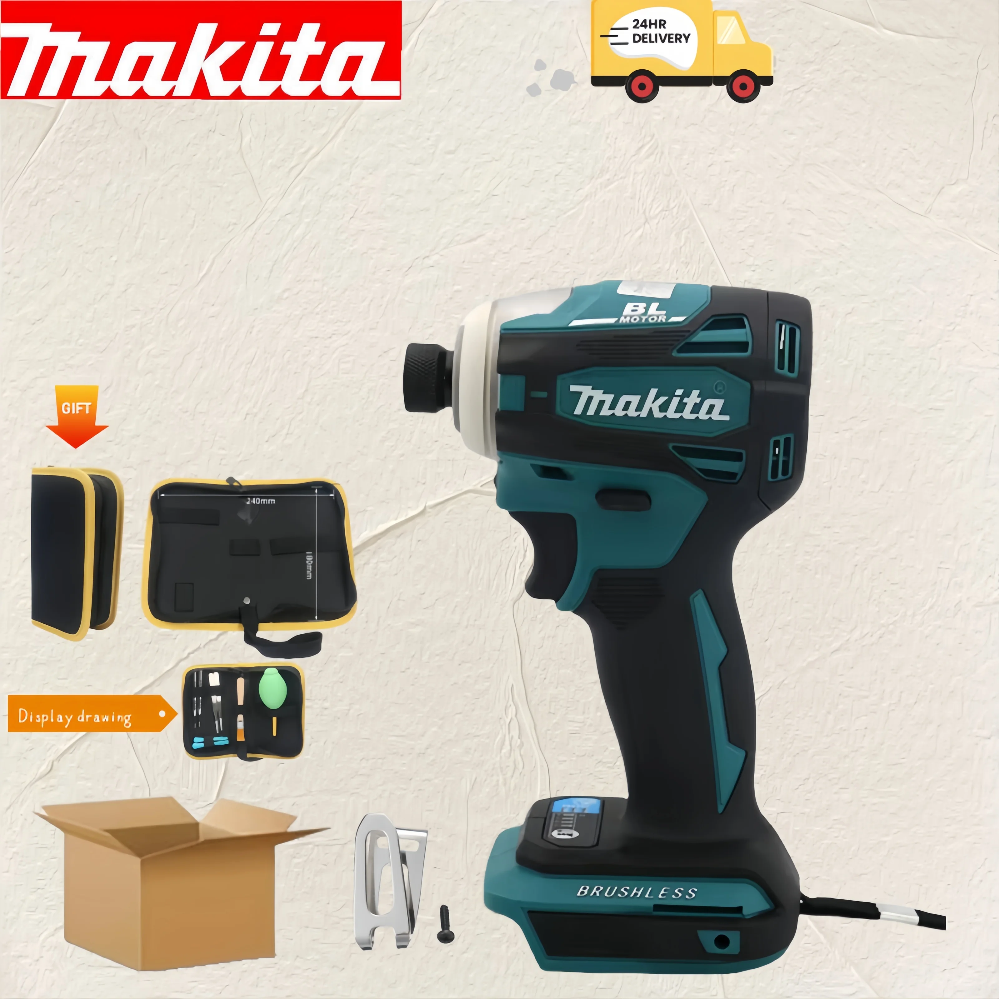 Makita 18V Cordless Powerful Tools free tool bag Brushless DTD172/173 Impact Driver Drill Hand Electric Drill Electric Tool