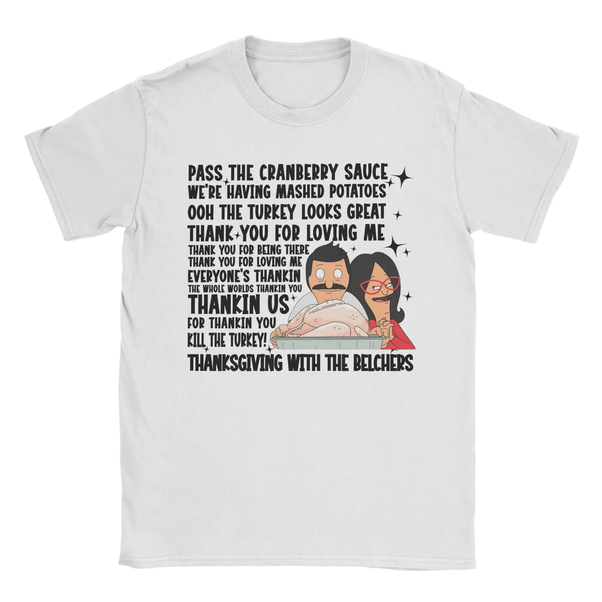 الرجال النساء B-Bobs البرغر الشكر أغنية تي شيرت 100% القطن الجرافيك تي شيرت مطبوع سعيد الشكر ملابس علوية #1