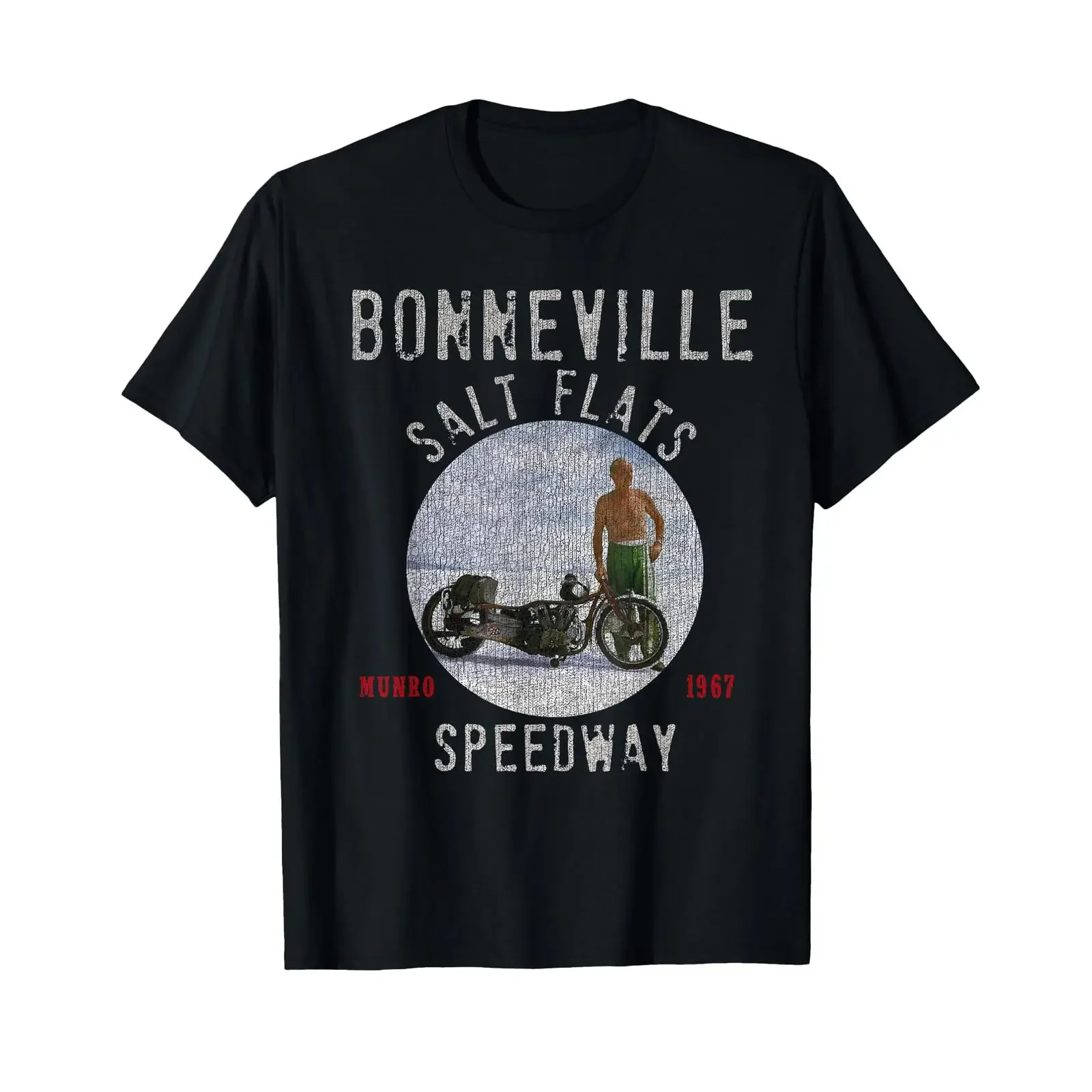 Vintage Bonneville Salt Flats Distressed 1967 Munro Fastest T-Shirt, Vintage-Waschung, Unisex-Designerkleidung, vielseitig, weich