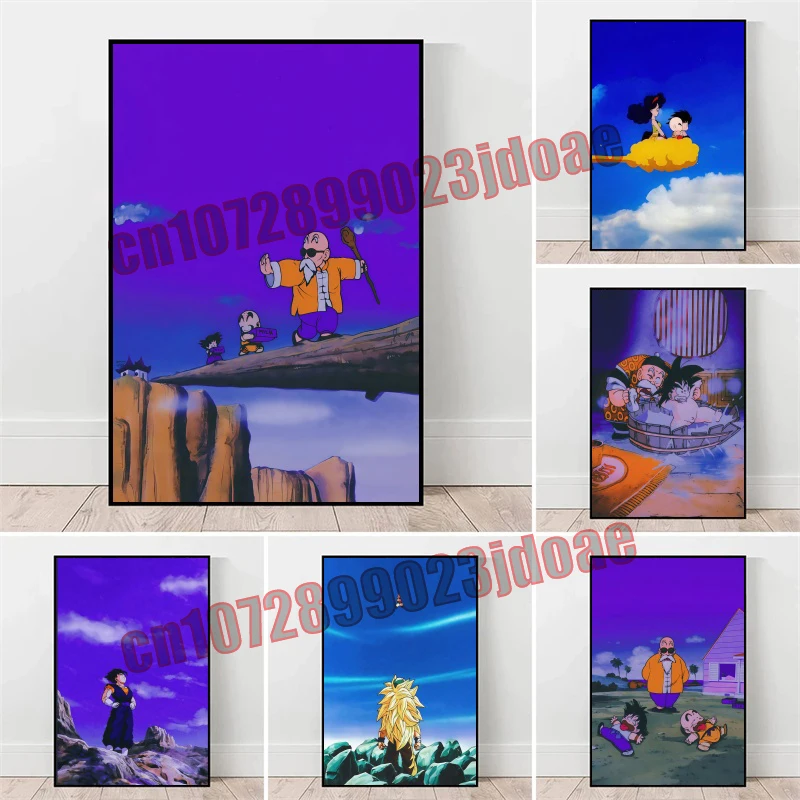

Dragon Ball Cartoon Goku Mural Frameless Canvas Painting Festival Party Photography Background Wall Decoration Children's Gifts