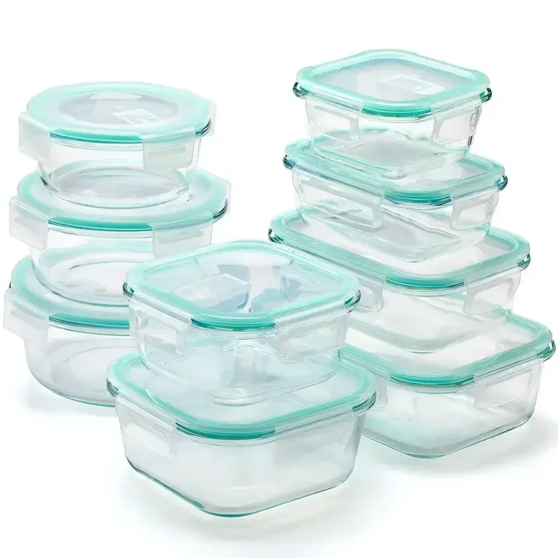 AISOON 18 PCS 9 Packs Glass Food Storage Containers with Lids, Meal Prep Containers for Food Storage , BPA Free & Leak Proof