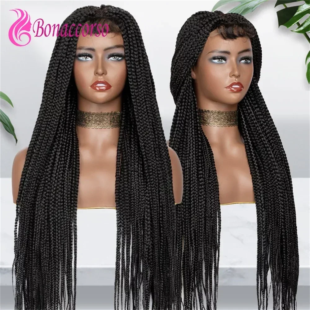 32 inch 4x4 Lace Front 3x Twist Gevlochten Pruik Synthetische Afro Dreadlocks Lange Vlechten Pruik Voor Zwarte Vrouwen Baby Haar Mode Pruik