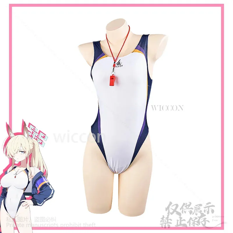 Juego de archivo azul Ogata Kanna, disfraz de Anime, abrigo, traje de baño Kawaii, mono Sexy, Jirai Kei, orejeras peludas personalizadas