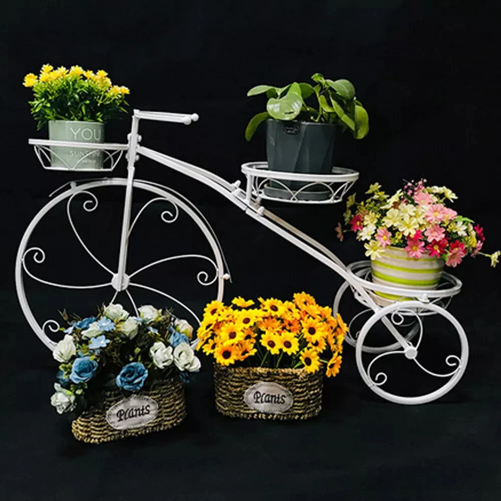Suporte de triciclo, Iron Flower Pot Suporte do carrinho, Planter Rack para jardim