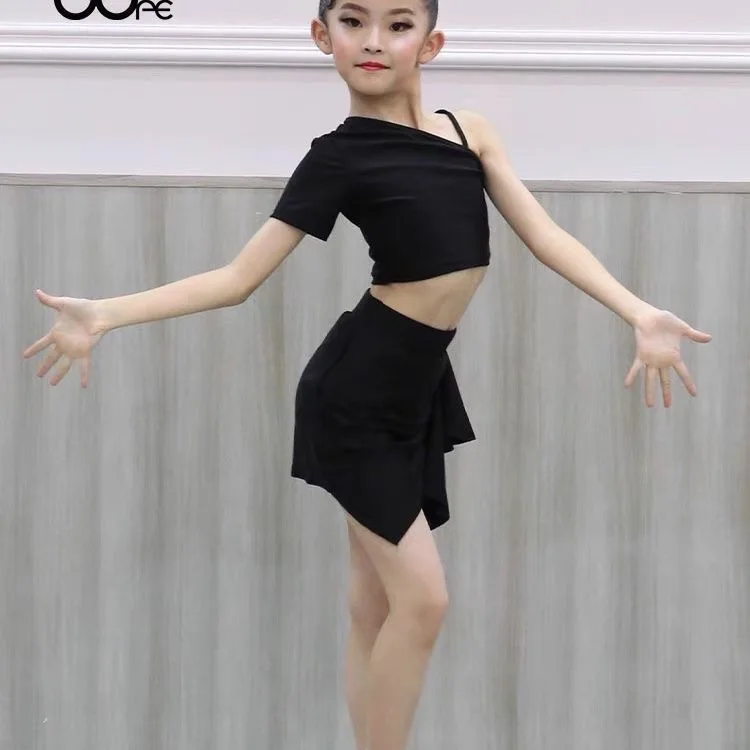 Women\'s dance suit top black line dance costume Latin Dance Skirt Girl clothes Dancewear skirt Sports dance suit Stage clothes