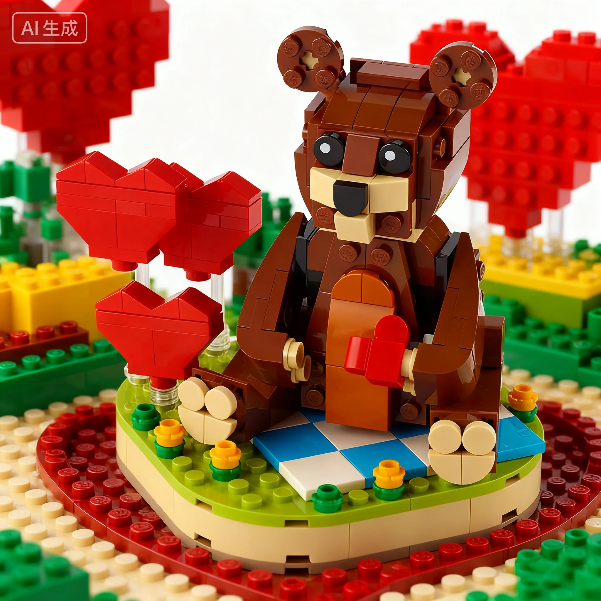 Lego Block tête carrée série 40462 saint valentin petit ours garçons et filles Puzzle blocs de construction jouet cadeau