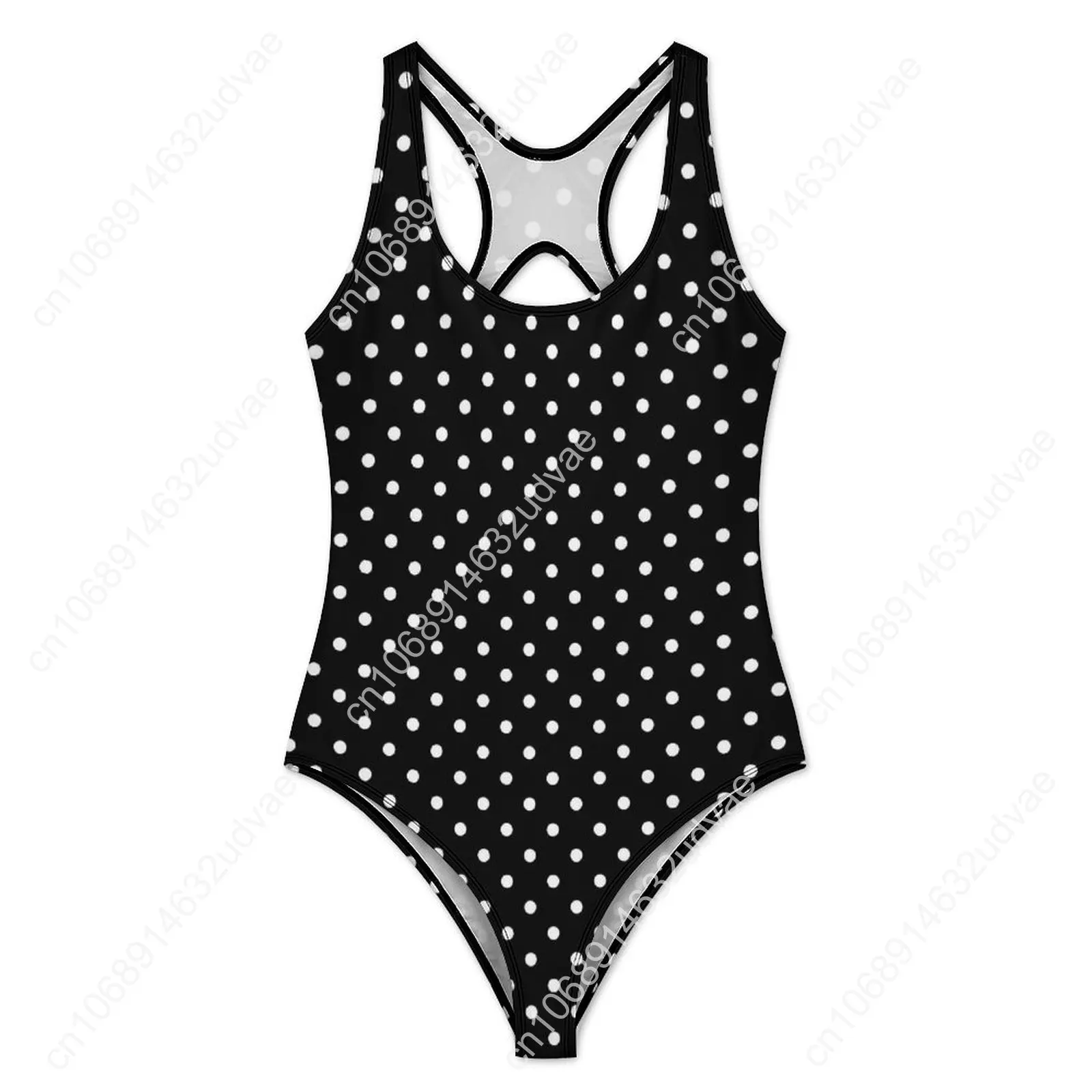 Traje de baño de lunares blanco Traje de baño push up blanco y negro Trajes de baño de surf de una pieza Trajes de baño Ropa de playa gráfica sexy