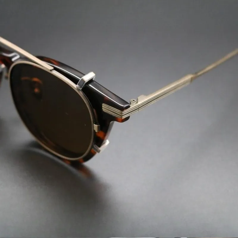 Montura de gafas magnéticas de titanio y acetato japonés para hombre, gafas de sol polarizadas cuadradas Retro con Clip, hechas a mano para lentes graduadas