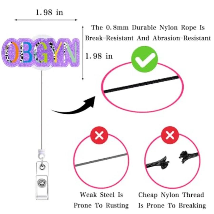 OBGYN Badge Reel Retractable for Women OB Healthcare Badge Holder MA Student RN CNA Hospital Medical Doctor Badge Clip ID Card view 3