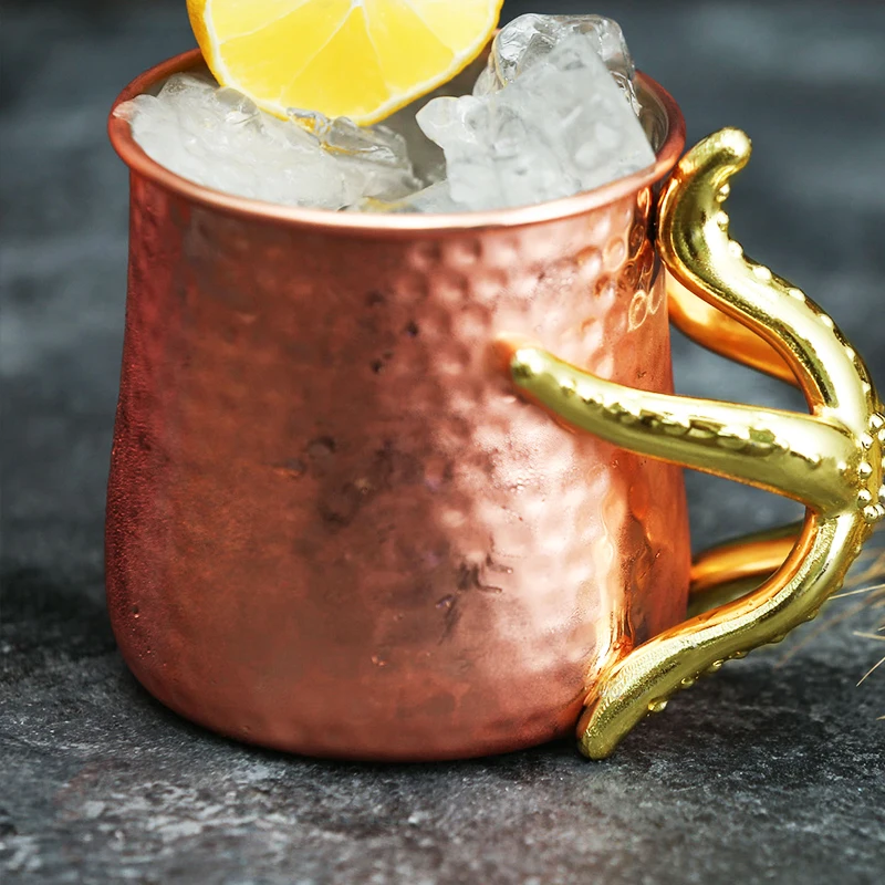 Creative starfish copper mug mug Moscow mule cup stainless steel cocktail metal wine glass cup hammer order cup LB031005