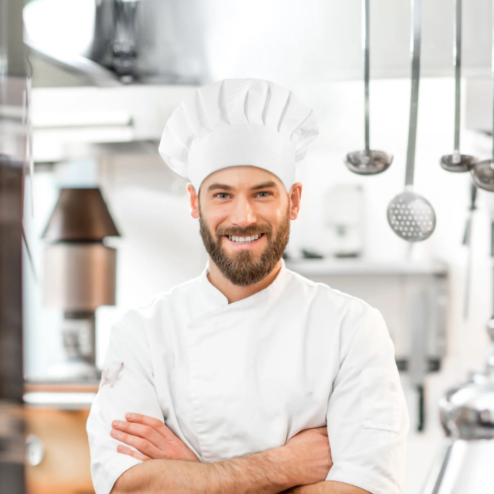 Chef Hat Unisex Cotton Cloth Kitchen Cooking Cap Moisture Absorbent Elastic For Restaurant Bakery Cooks Waiters