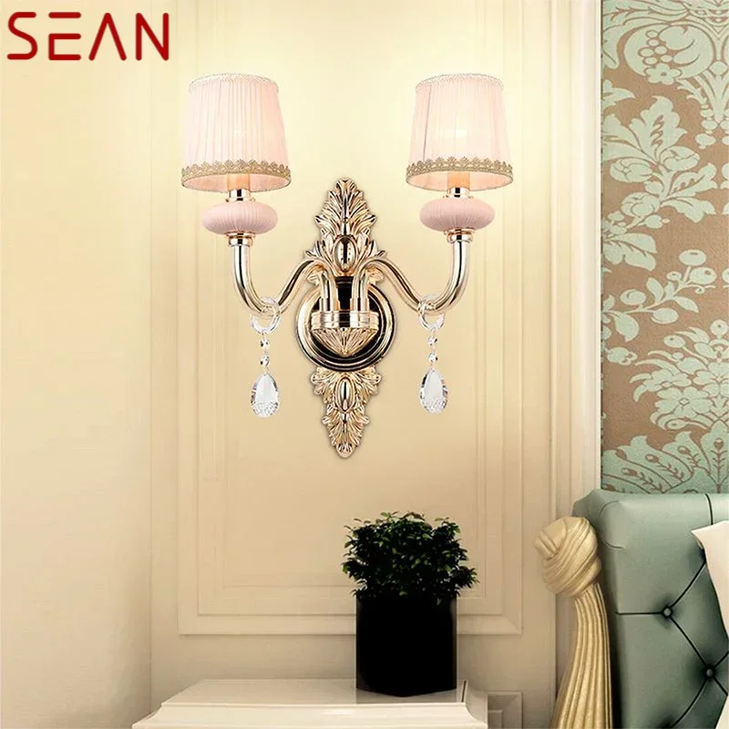 SEAN Contemporary Crystal Wall Lamp Luxury Living Room Bedroom Bedside Lamp Background Wall Corridor Villa Hotel Lighting