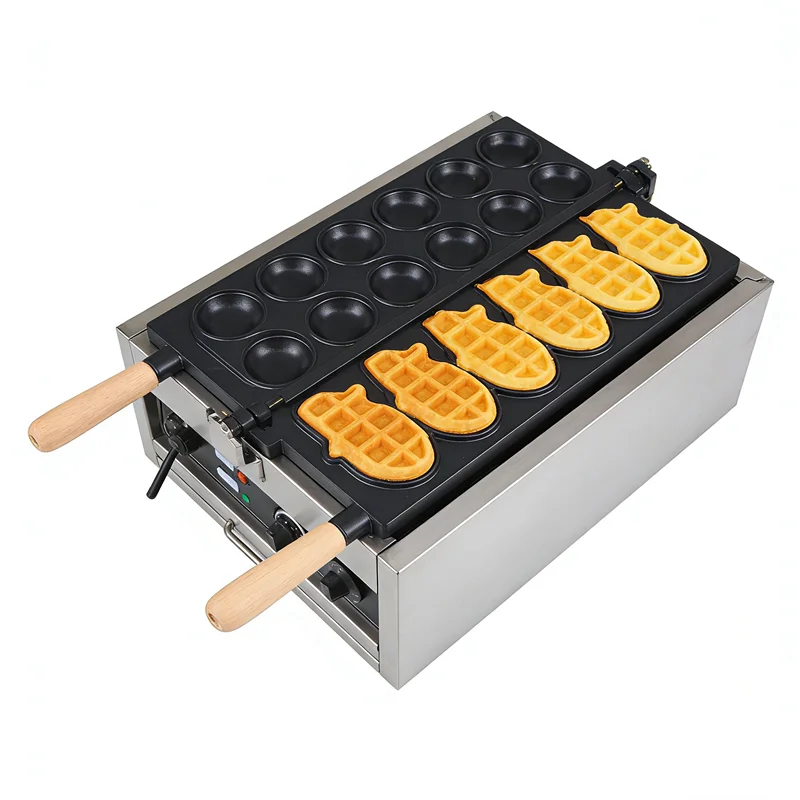 &Industrial Commercial Customized Cheese Gold Coin Electric NonStick Waffle Iron Custom Logo Waffle Maker For Outdoor Indoor Use