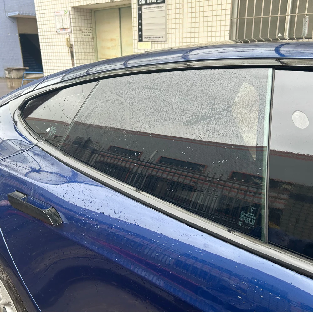 Für Tesla Model S 2014-2020 Limousine Fenster Chrom Löschen Blackout ABC Säulen Glänzend Schwarz Aufkleber – Detail 5