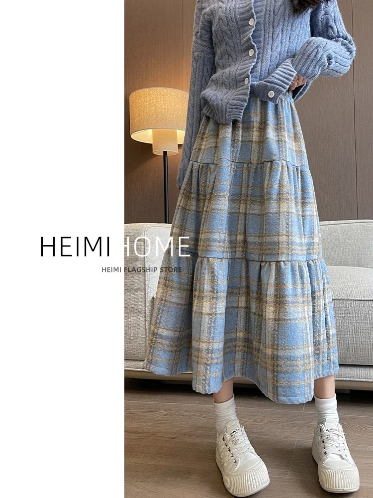 Plaid skirt Women A-Line Long Skirts Y2k Harajuku Korean Vintage 90s Aesthetic High Waist Skirt 2000s Trashy Clothes 2024 Autumn