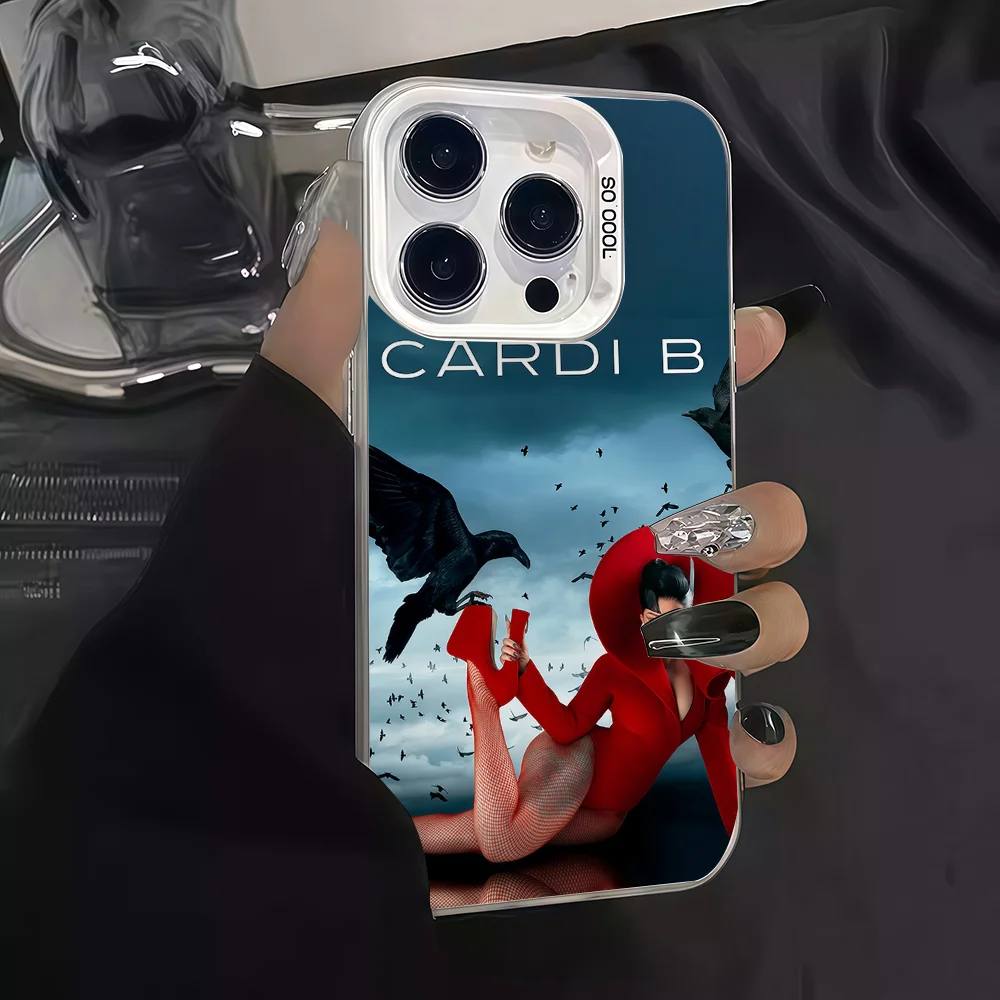 المطربين C-cardi B جراب هاتف آيفون 12 11 13 14 15 16 17 ماكس برو بلس غطاء حماية صغير IMD اللون