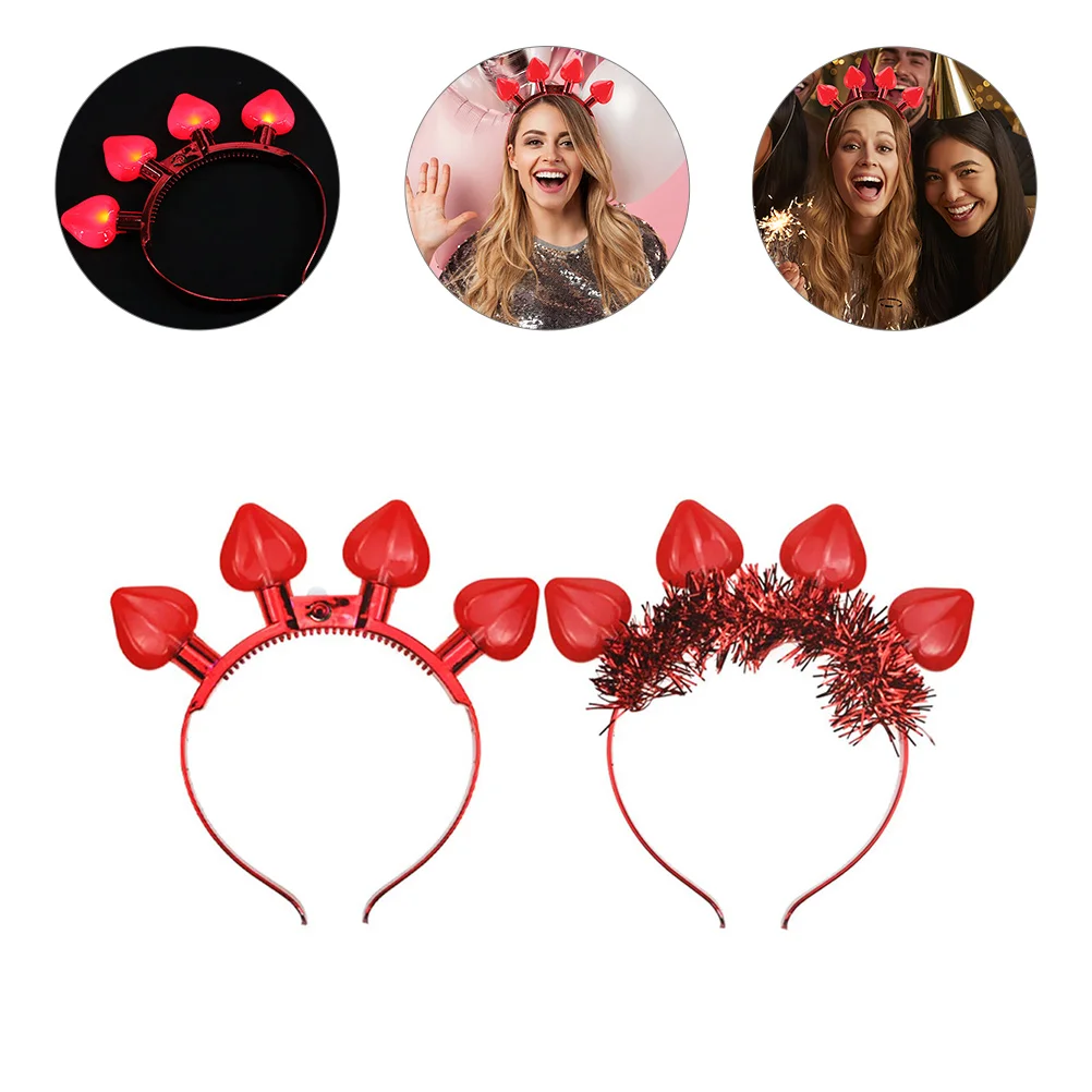 2 Pcs Headband Heart Wedding Party Headwear Love for Girls Birthday Hair Red Headpieces Child