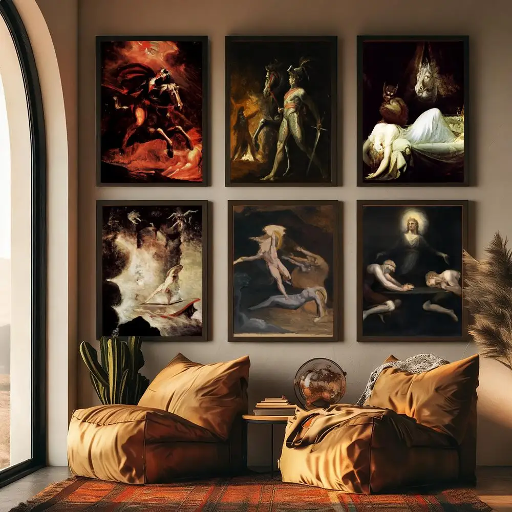 Artist H-Henry Fuseli Painting Calligraphy Modern Aesthetic Canvas Wall Art Decor Print for Living Room Office Gallery Decor