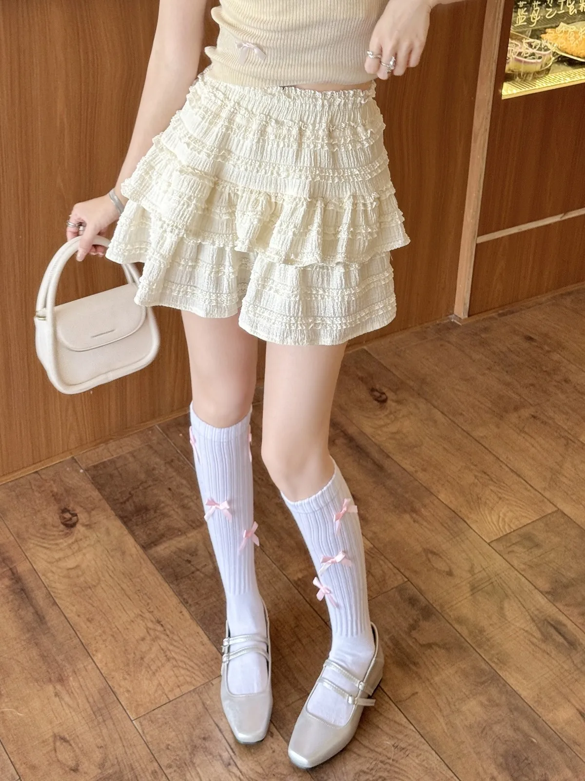 ZHISILAO New Lace A-line Mini Skirt Women Casual Elastic Waist Party Cake Skirt Holiday Wear Summer 2024