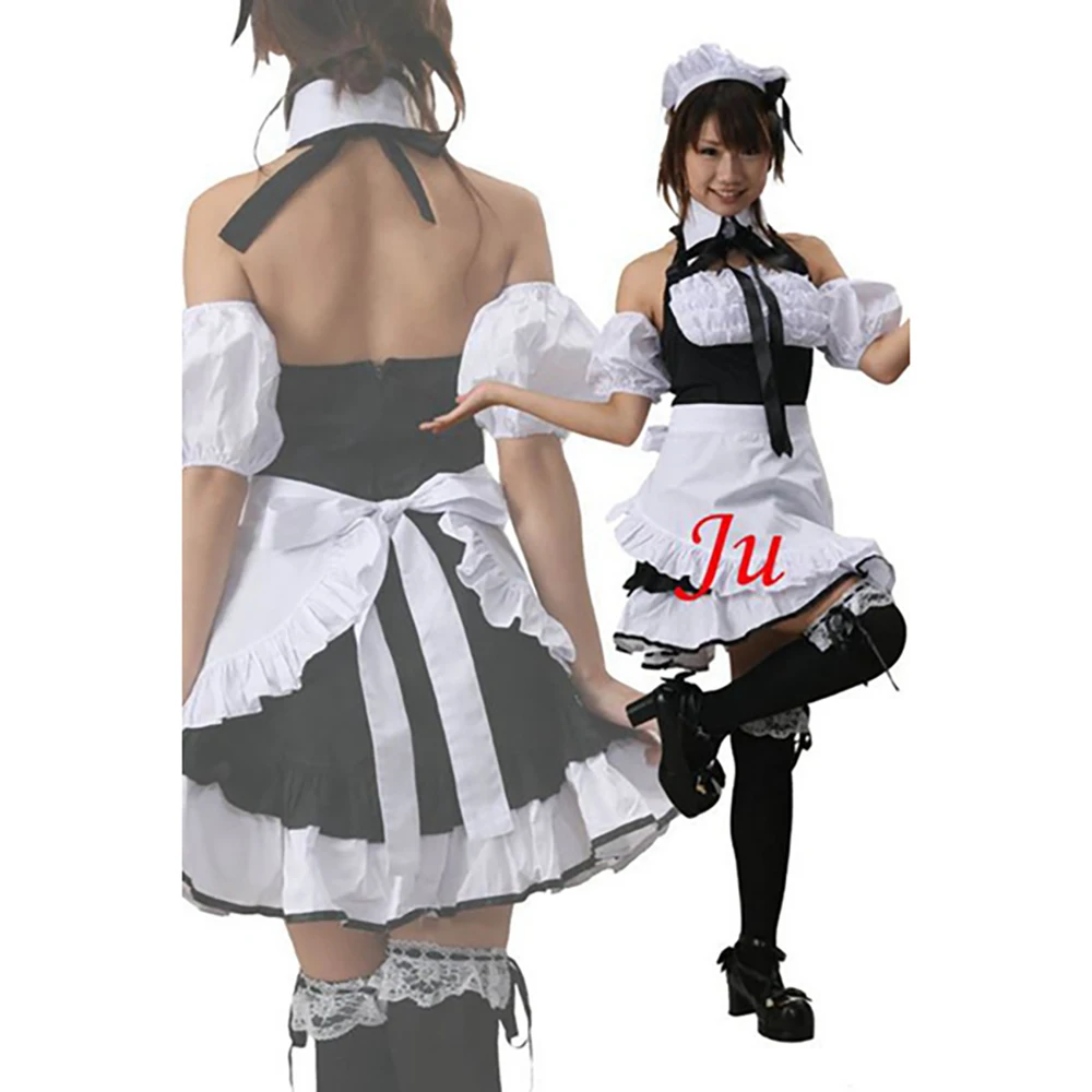 fondcosplay Sexy Sissy Maid Dress white Cotton Uniform apron Cosplay Costume CD/TV[CK258]