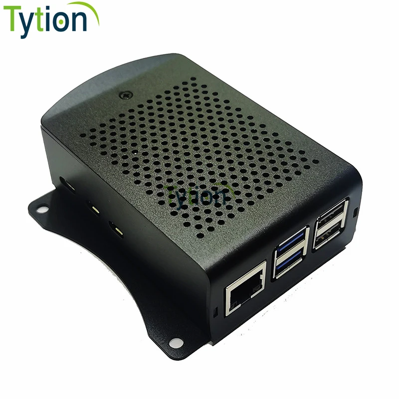 Raspberry Pi 5 Case Metal Aluminum Box Mesh Heat Dissipation Shell Wall Cracket Compatible with Official Heat sinks