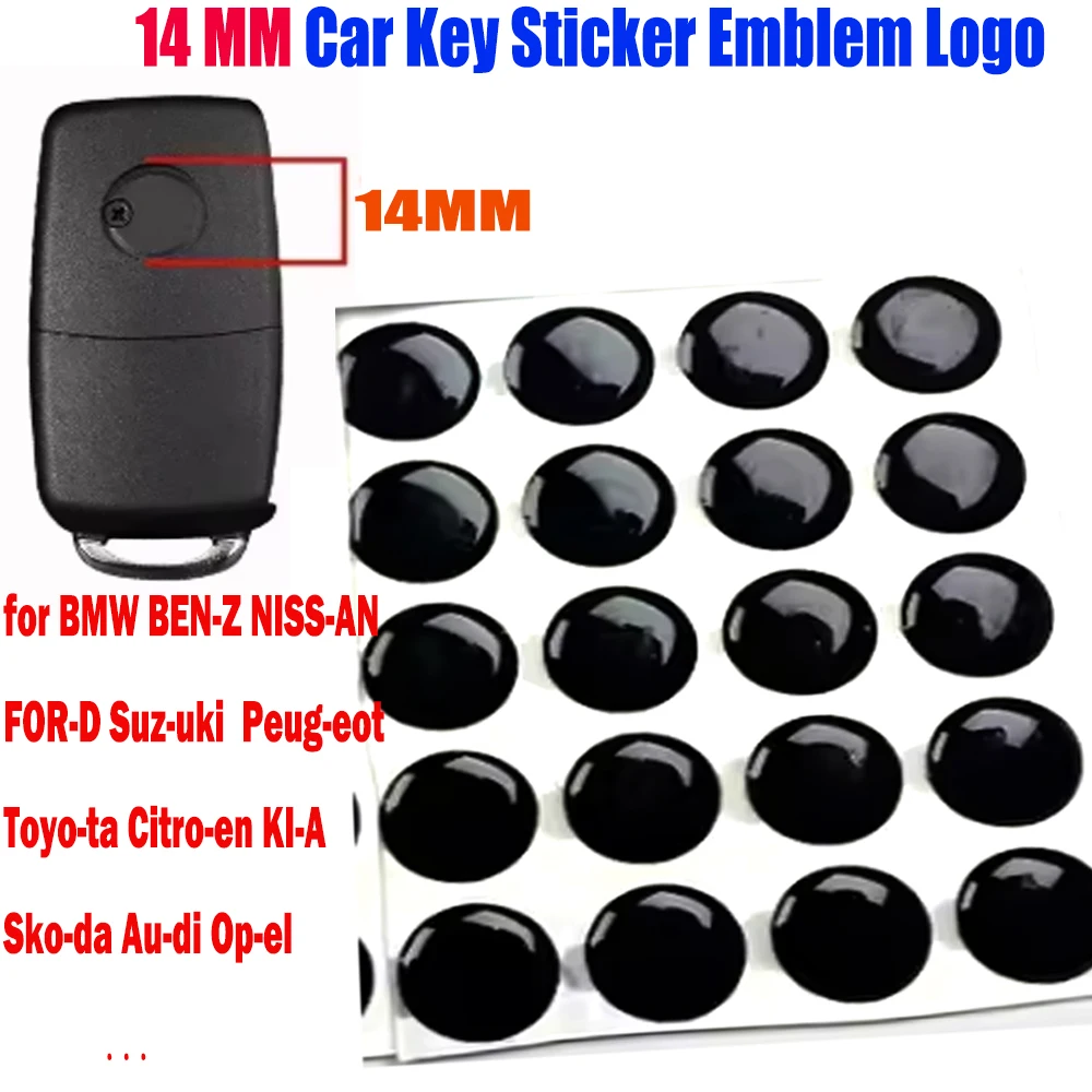 

Car Remote Key Crystal Logo Sticker 14MM E-poxy for KEY-DIY KD XHO-RSE VV-DI Remote Control for BM-W Ni-ssan F-ord Toy-ota BEN-Z