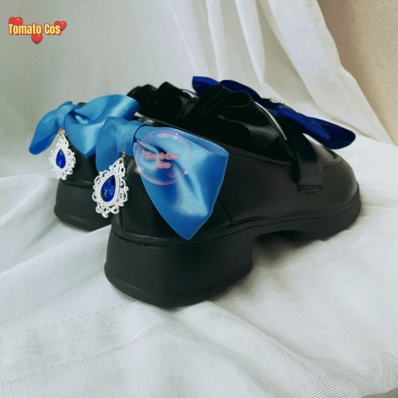 Zapatos de cosplay de Fontaine Furina de Genshin impact para mujer, botas con lazo de Lolita, tacones altos, accesorios de fiesta de disfraces de Halloween