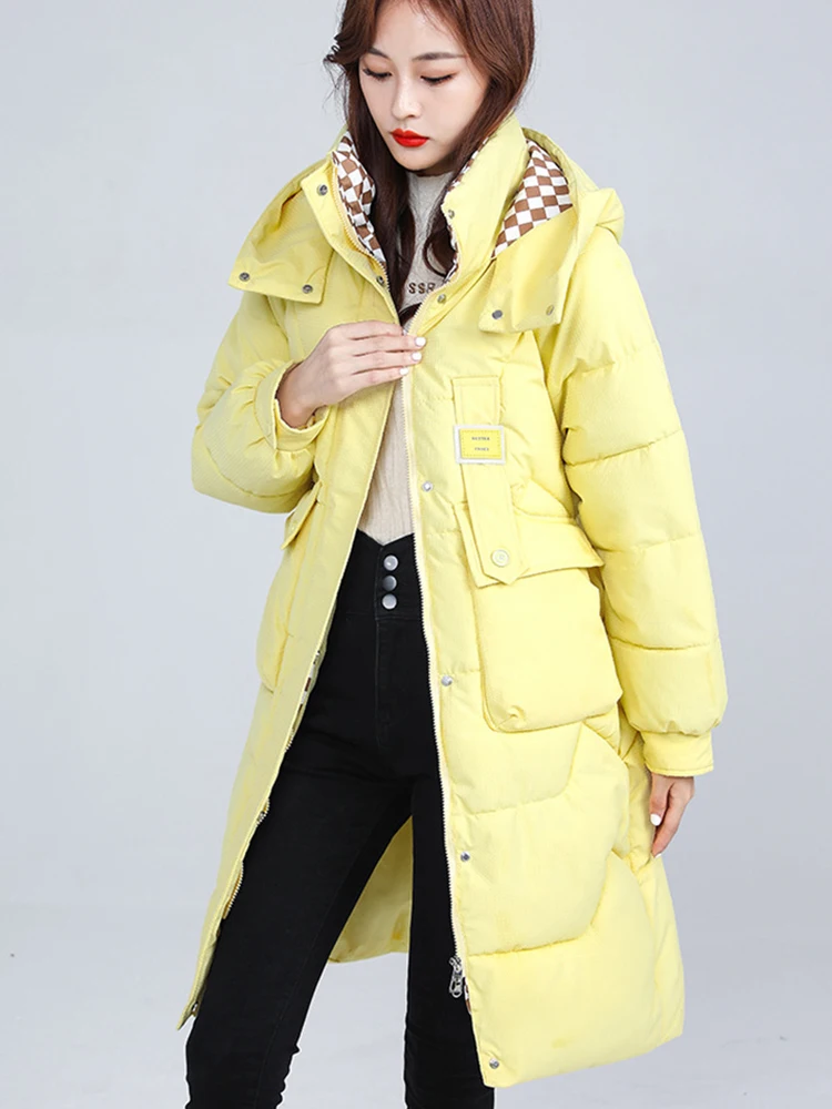 2024 Winter Women's Winter Hooded Coat Loose Stand Collar Cotton Jacket Warm Thicken Parka Outwear Casual Female Outwear Y2K