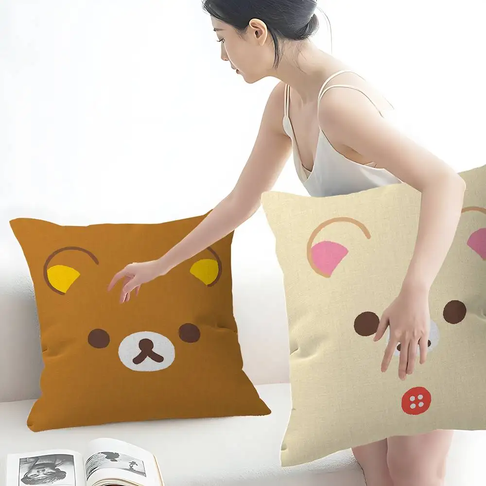 Cute Cartoon Rilakkuma Maple Design Cushion Cover Happy Autumn Harvest decor Holiday Decorati Pillow Cover