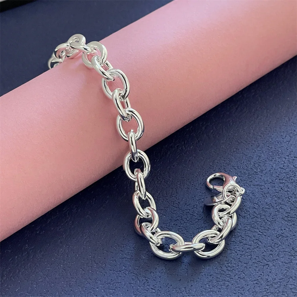 925 Sterling Silver Bracelet Buckle Basic Chain Charm Exquisite Women Fashion Wedding Party Gift Jewelry