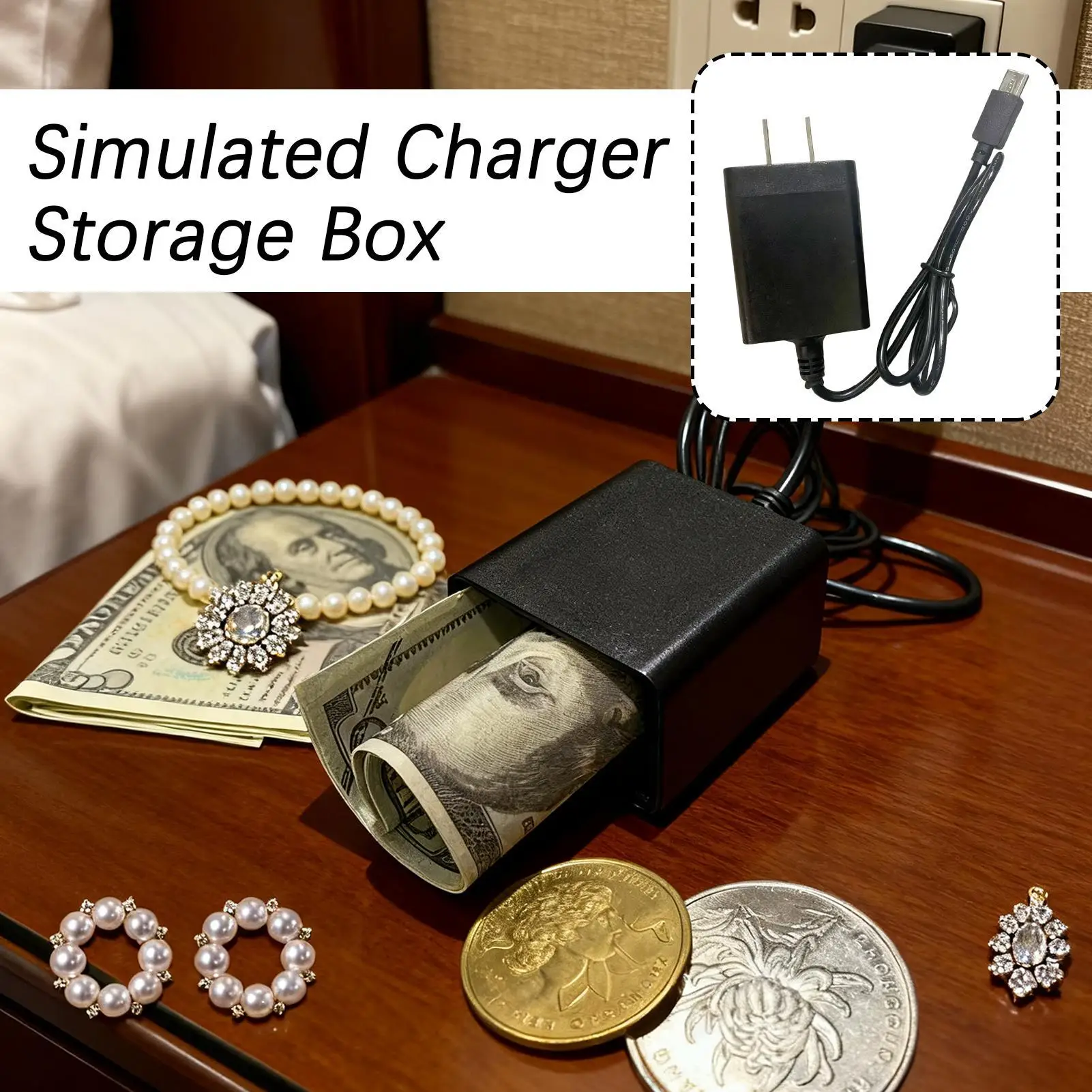 Box For Money Fake Charger Cash Reusable Realistic Looking Charger Storage Hiding Places For Jewelry Key Pills Coin Valuables