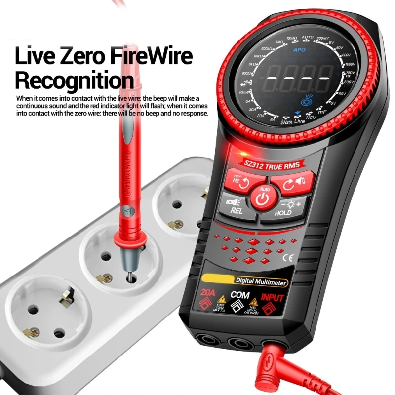 

SZ312 Multimeter 6000 Count NCV Diode Temperature Capacitance Resistance Tester with Adjustable Backlit M4YD