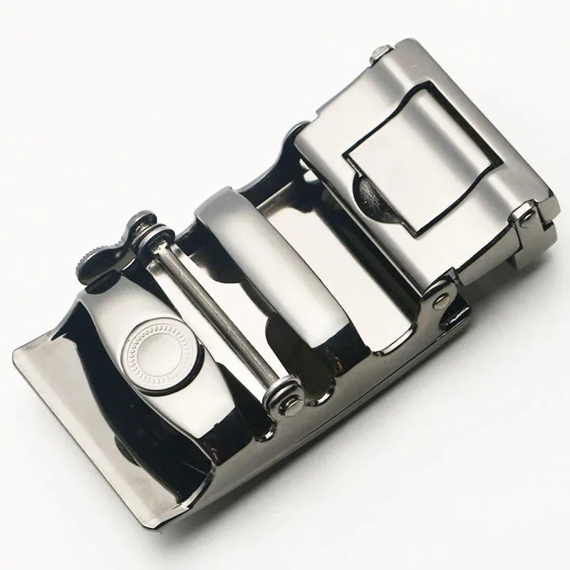 Fibbia per cintura automatica da uomo - Fibbia geometrica in metallo oro/argento - Chiusura meccanica - Accessori per cinture alla moda per jeans