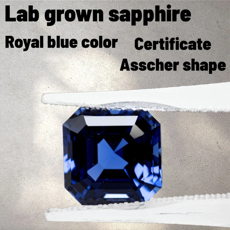 

Sapphire Synthetic Gemstone Asscher Shape Royal Blue Color Hand Cutting Used for Manufacturing Jewelry with Certificate