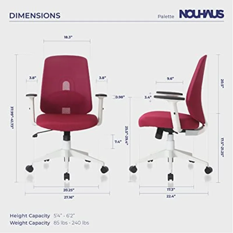 Palette Ergonomic Mesh Office Chair, Breathable Office Computer Desk Chair with Adjust Lumbar Support and Armrest Executive Task