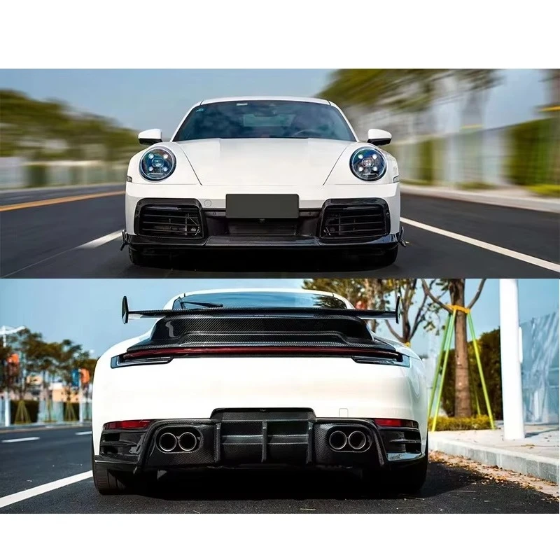 Dry Carbon Fiber Body Kit for 2020+ 911 992  B Style Front Lip Side Skirts Spoiler Rear Diffuser