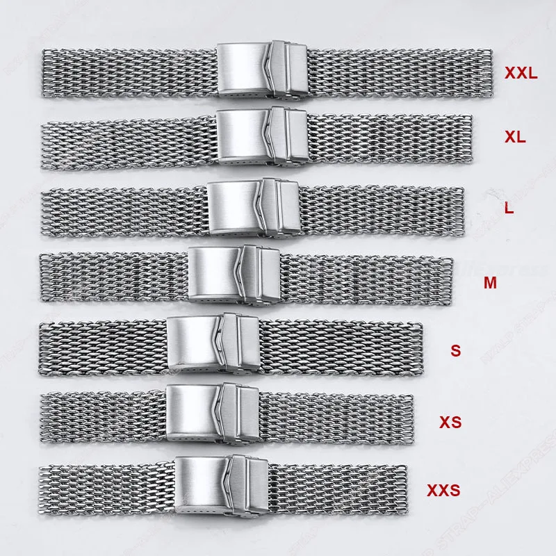 18/20/22mm Steel Shark Mesh Strap for Omega 007 Seamaster Watch 4.0mm Milanese Watch Bracelet Band Weaving Solid Folding Buckle