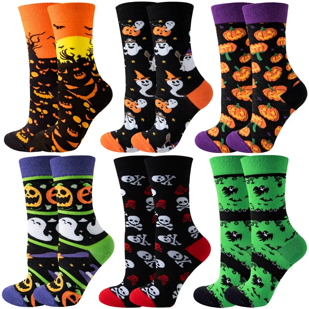 New Hot Sale Halloween Women Harajuku Socks Funny Skeleton Alien Girl Socks Pumpkin Socks Monster Socks Bat Crew Socks