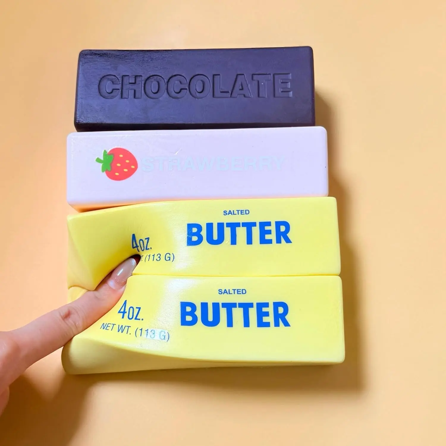 Butter Slow Rising Squishy Set Soft Stress Relief Squeeze Strawberry Butter & Chocolate Food Squishies Taba Squishy Fidget
