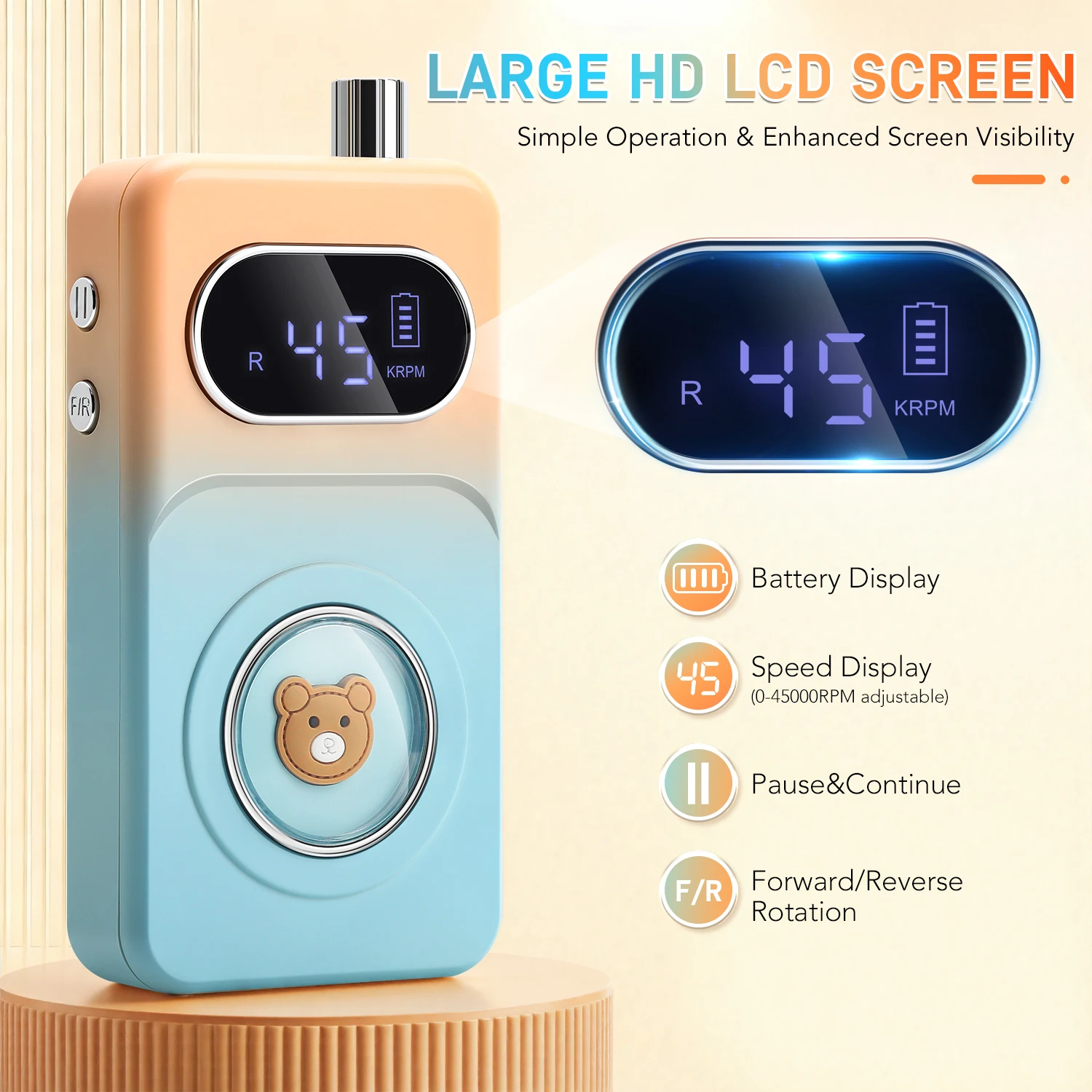 DianaBeauty 45000RPM الكهربائية مسمار الحفر آلة المهنية جيل للأظافر الملمع منخفضة الضوضاء قابلة للشحن ملفات الأظافر أدوات مانيكير