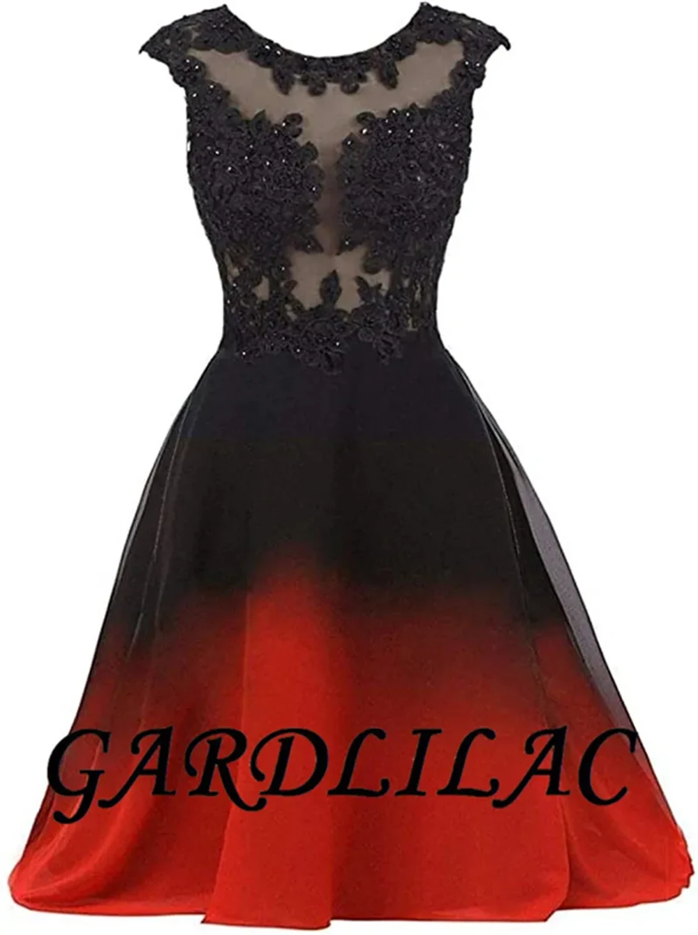 Gardlilac Black to Red Short Ombre Homecoming Party Dress for Juniors Gradient Short Prom Dresses Chiffon Bridesmaid Dresse