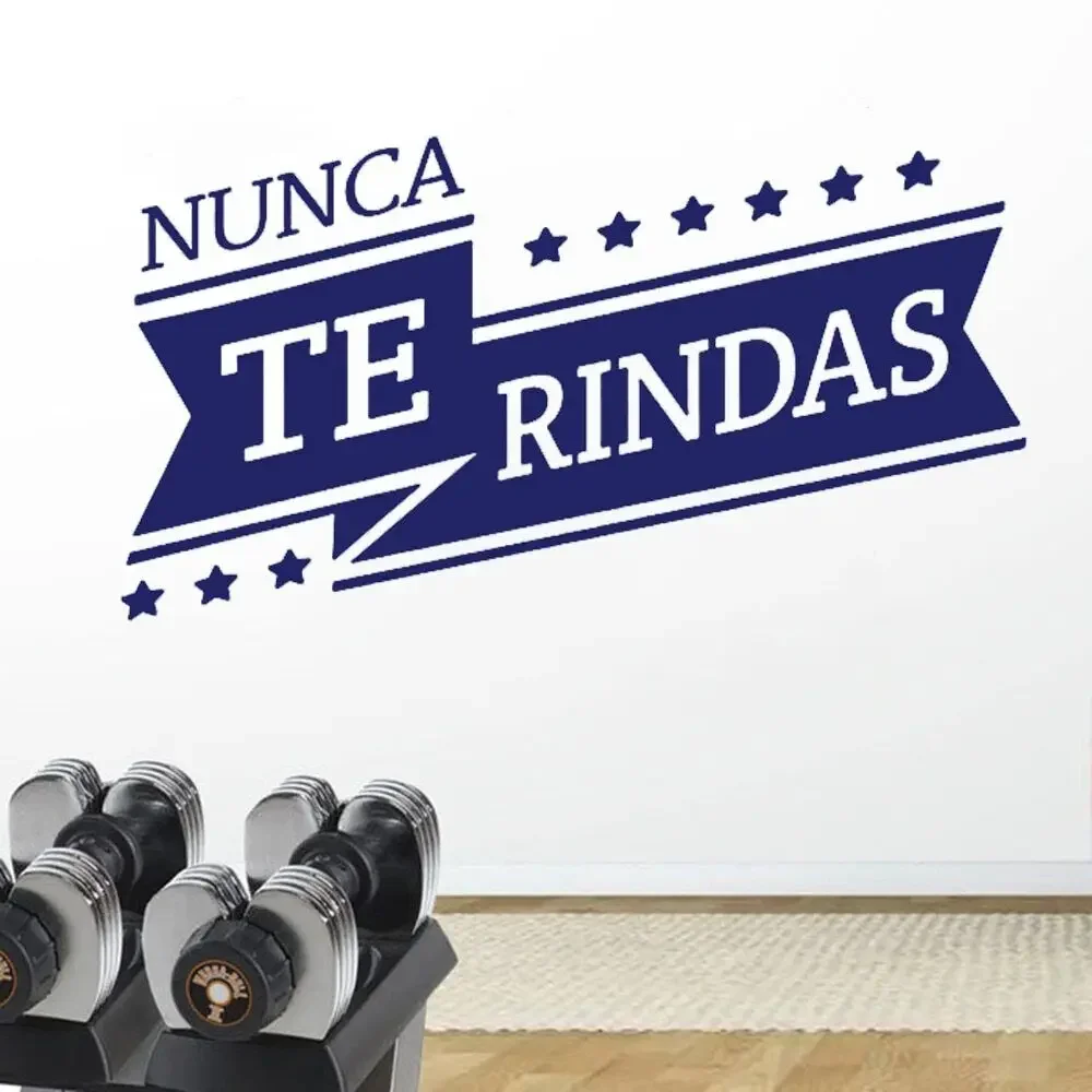 Spanish Quotes Gym Nunca Te Rindas Wall Stickers Vinyl Fitness Workout Crossfit Inspirational Decals School Decor Poster RU2608