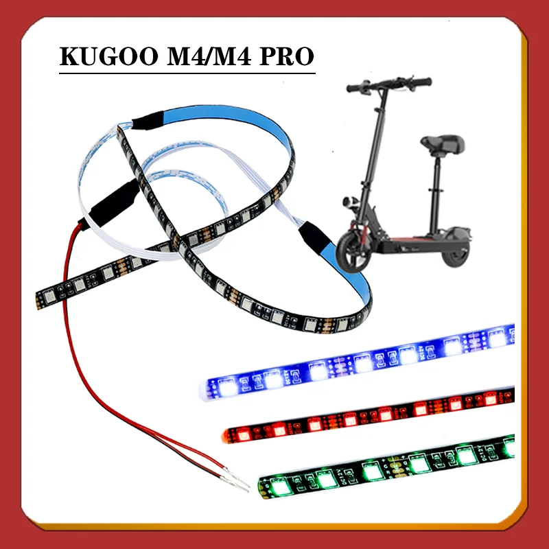 Waterproof LED Strip Flashlight Bar Lamp For KUGOO M4 Electric Scooter Skateboard Night Light Outdoor Safety Warning Parts