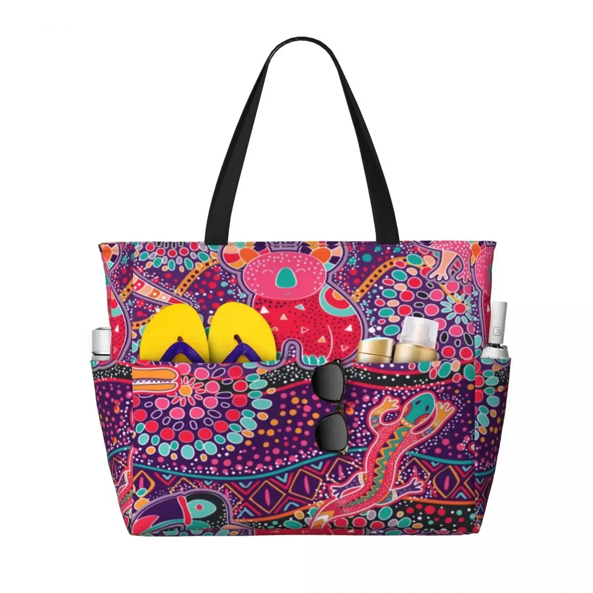 

Australian Dreamtime Beach Travel Bag, Tote Retro Shopping Out Shoulder Multi-Style Pattern