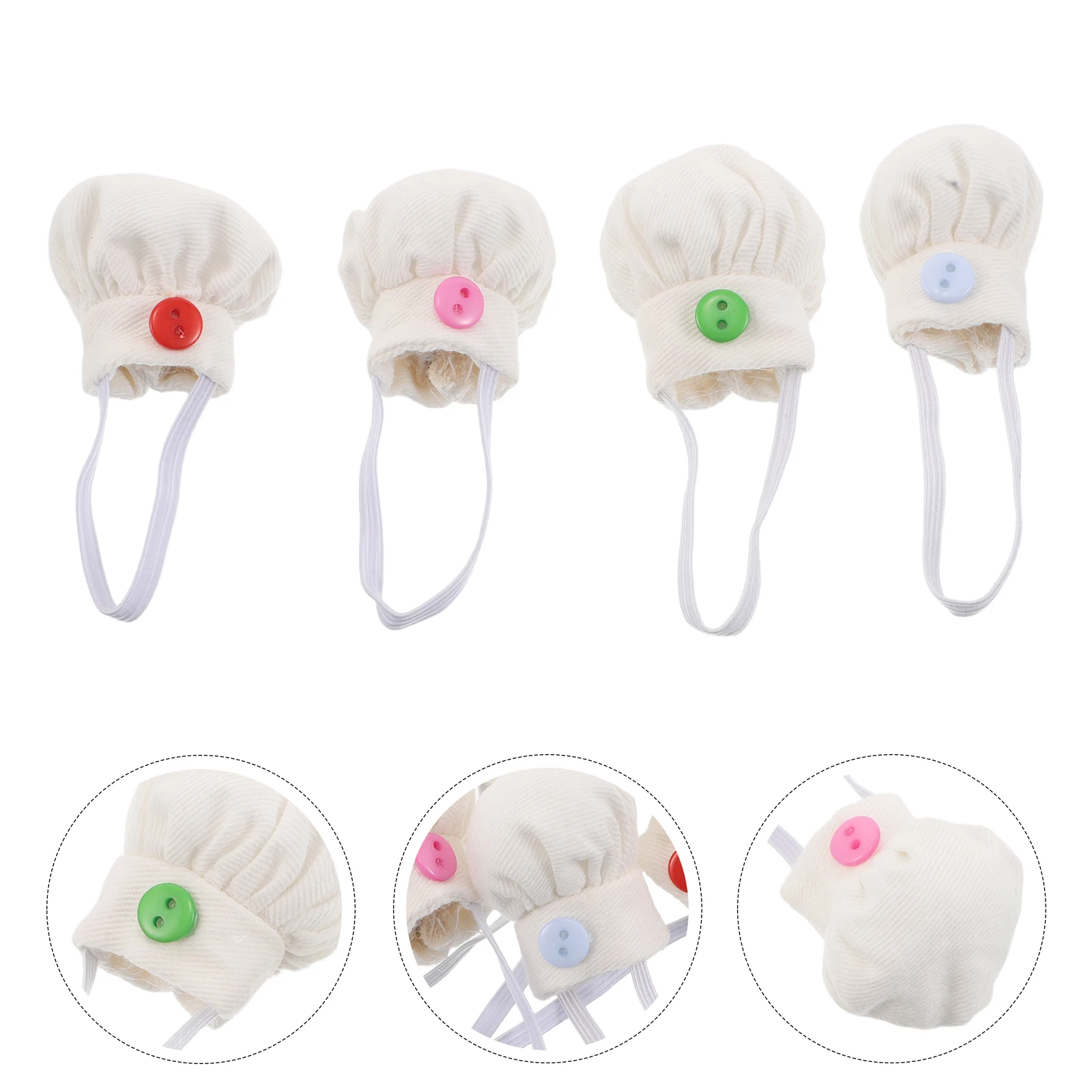 

4pcs Miniature Chef Hats For Stuffed Animals 10-15Cm Cooking Caps Pretend Play Diy Accessories Bear Outfits Kitchen Role Play