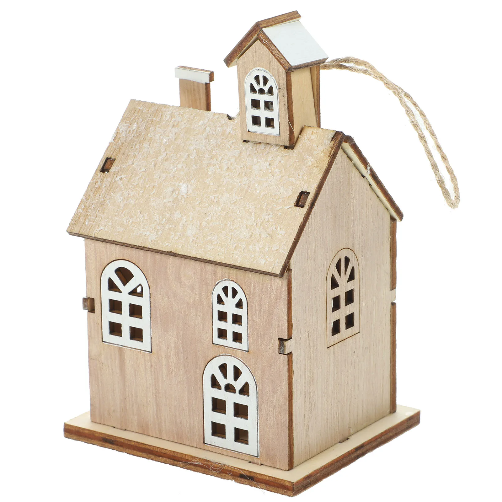 

Luminous Wood House Decor Small Christmas Desktop Ornament with for Xmas Party Supplies Tree Hanging Decoration