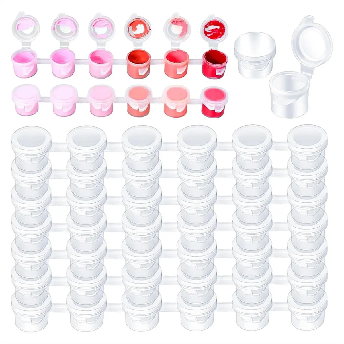 COFA 100 Strips 600 Pots Empty Paint Pots, Acrylic Paint Pots for Classrooms School Arts Crafts Painting Supplies, 3ml/ 0.1oz