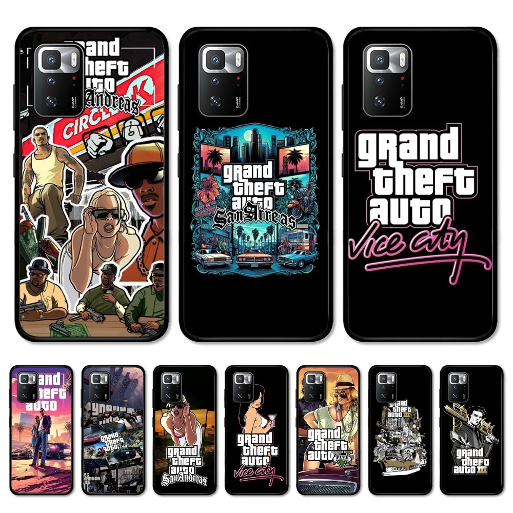 Game G-Grand T-Theft A-Auto Phone Case For Redmi Note 4 X 5 A 6 7 8 T 9 9S 10 11 11S 11Epro Poco M3 pro